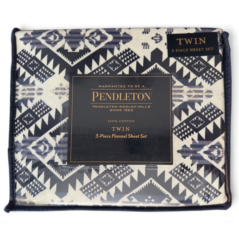 Pendleton Twin Flannel Sheet Set 3 Piece 100% Cotton Westward Journey Multi New